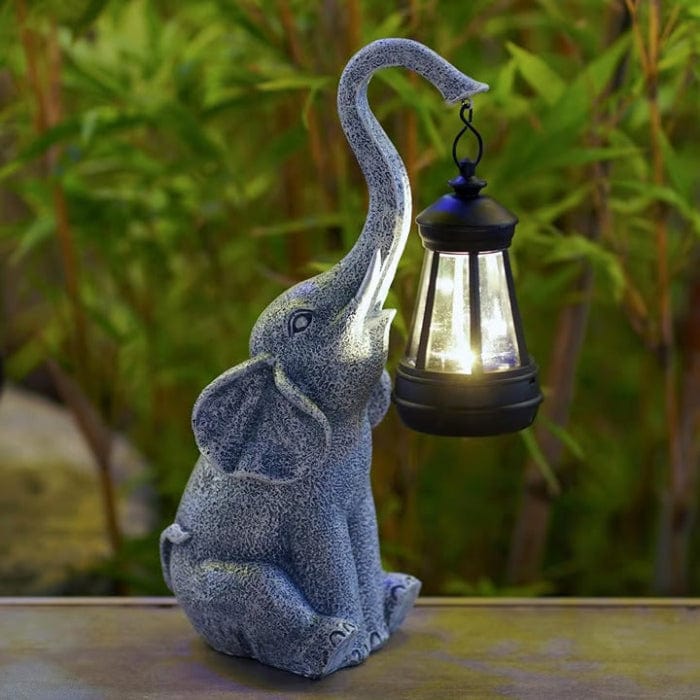 GlowElephant™ Solar Tuinbeeld met LED-lantaarn