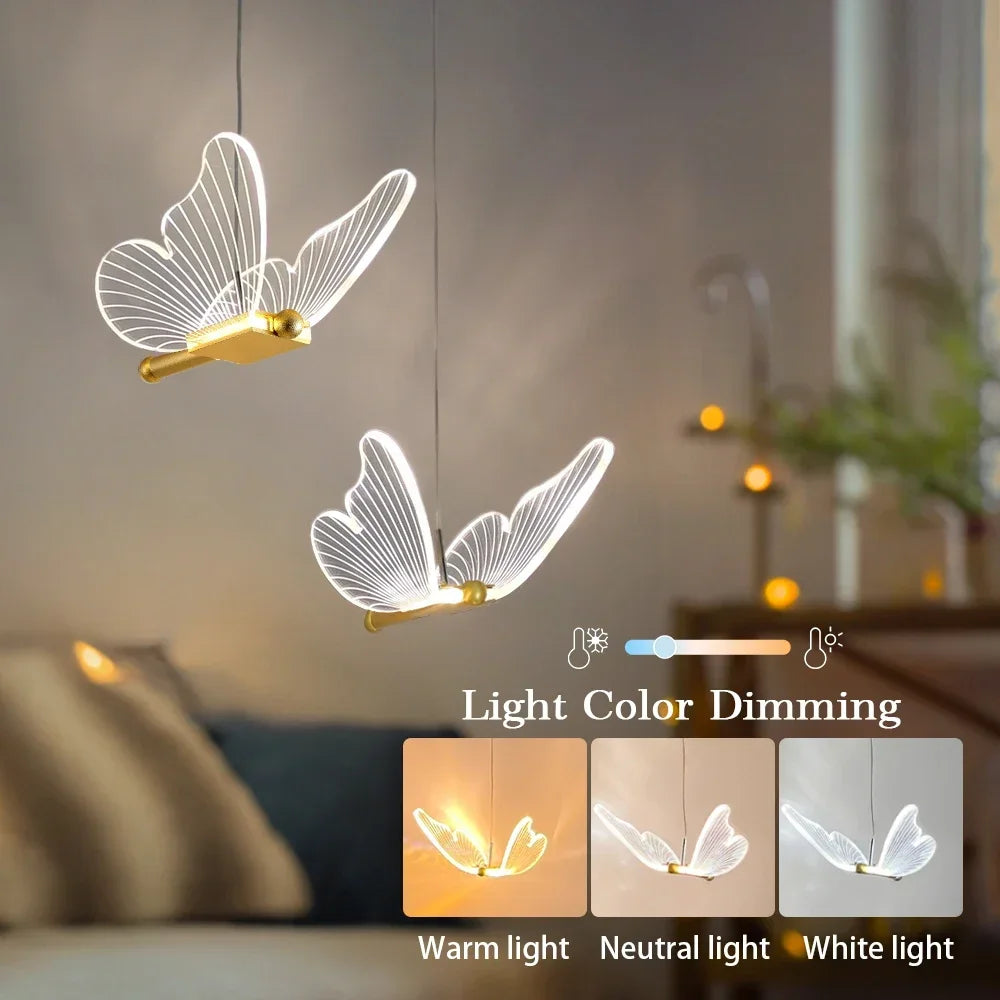ButterflyGlow™ Vlinder LED Hanglamp – Luxe Gouden Sfeerverlichting voor Elk Interieur