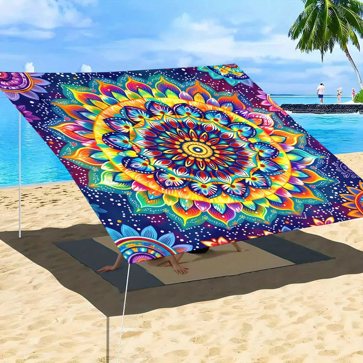 Levendige Mandala Buitenluifel – Zware UV-Bescherming voor Tuin, Strand & Camping