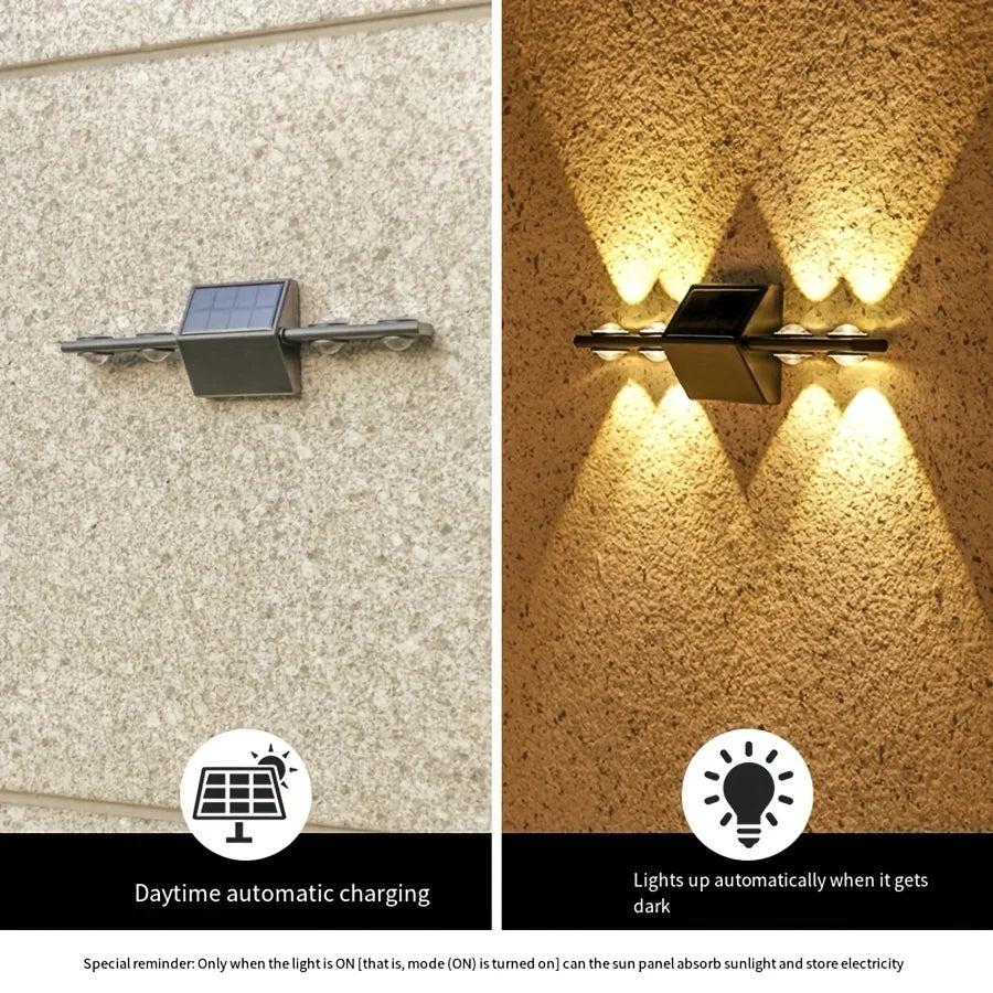 PrivilegeSolar™ Buiten Wandlamp 8 LED's – Stijlvol Up & Down Lichteffect op Zonne-energie
