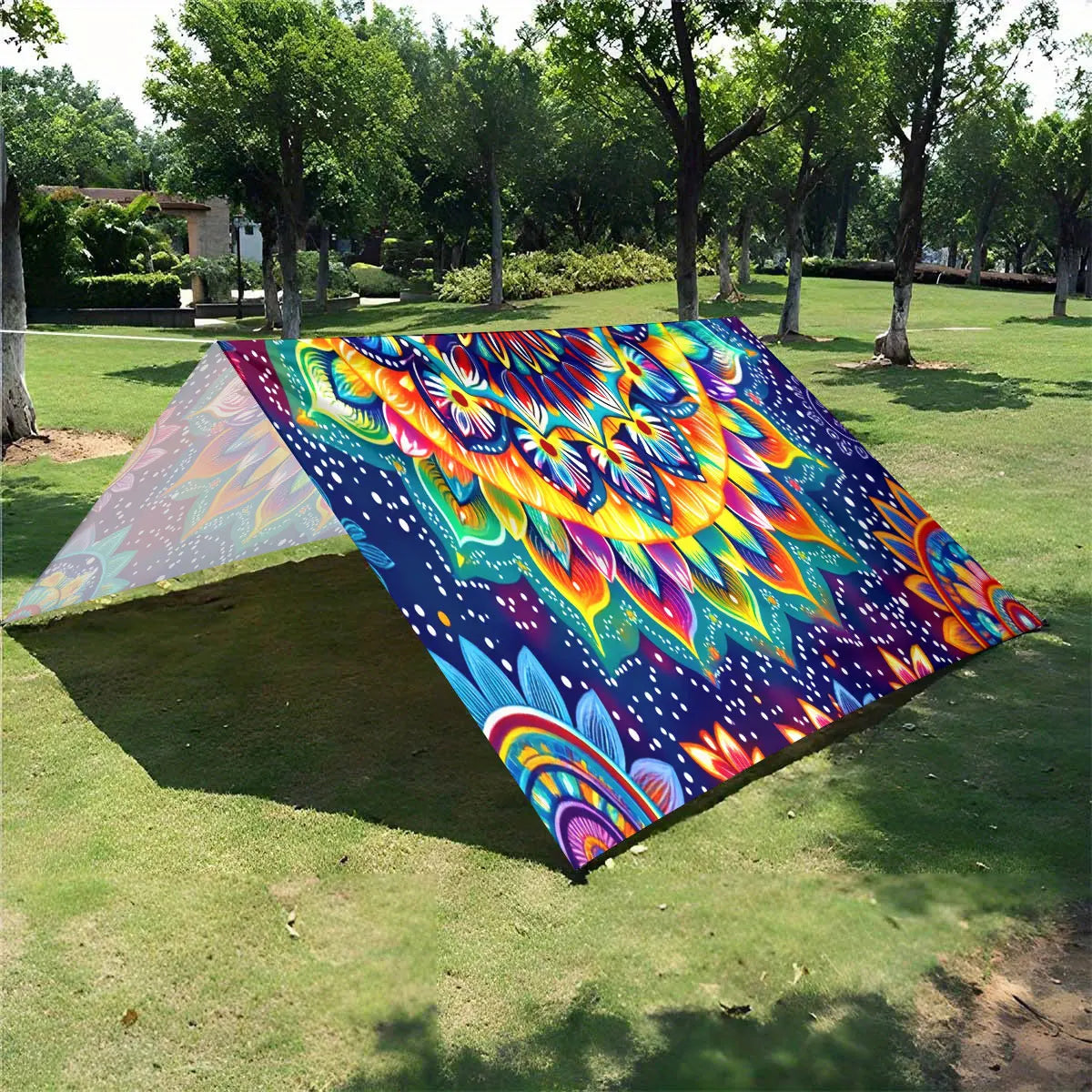 Levendige Mandala Buitenluifel – Zware UV-Bescherming voor Tuin, Strand & Camping