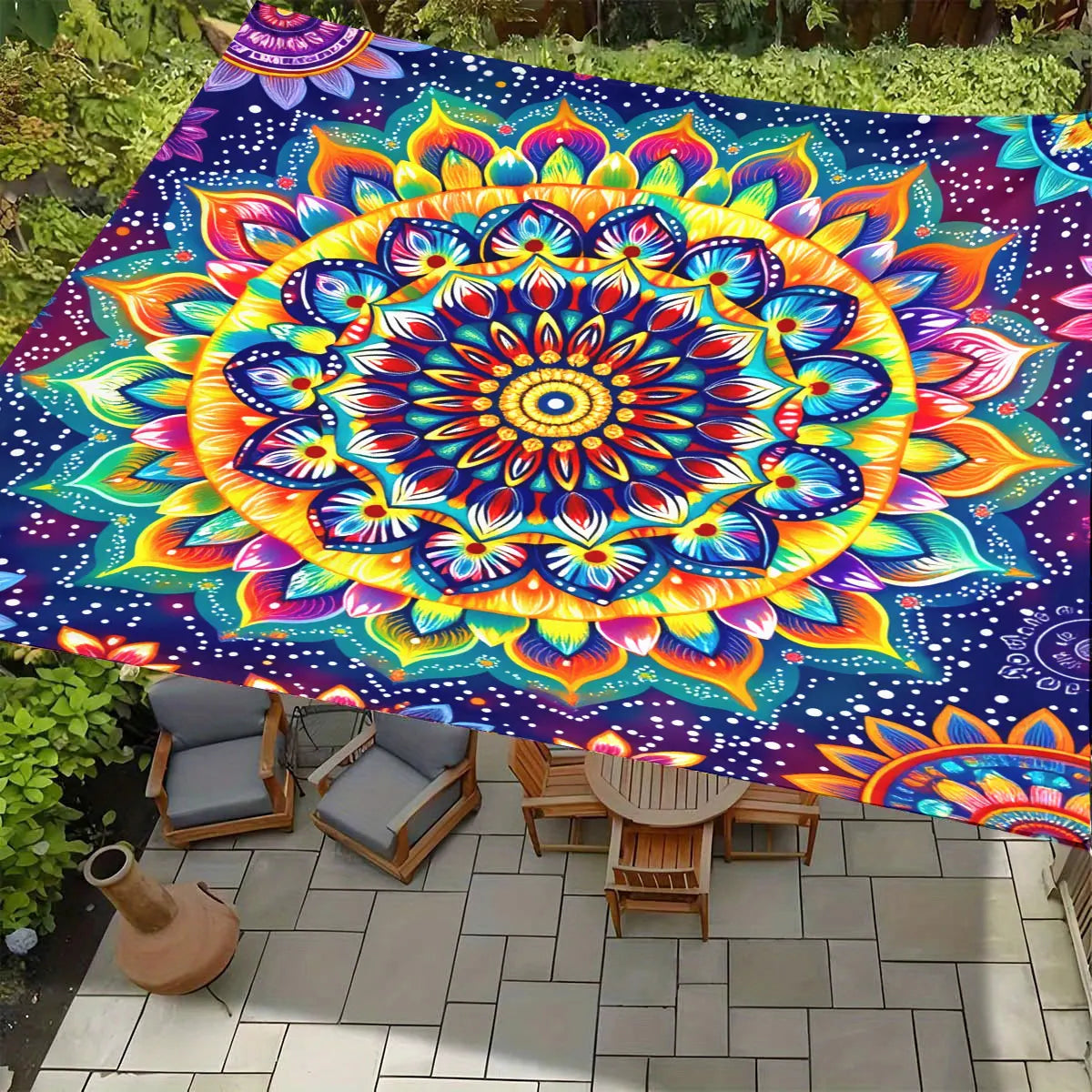 Levendige Mandala Buitenluifel – Zware UV-Bescherming voor Tuin, Strand & Camping
