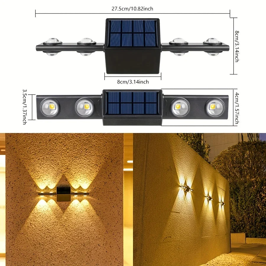 PrivilegeSolar™ Buiten Wandlamp 8 LED's – Stijlvol Up & Down Lichteffect op Zonne-energie