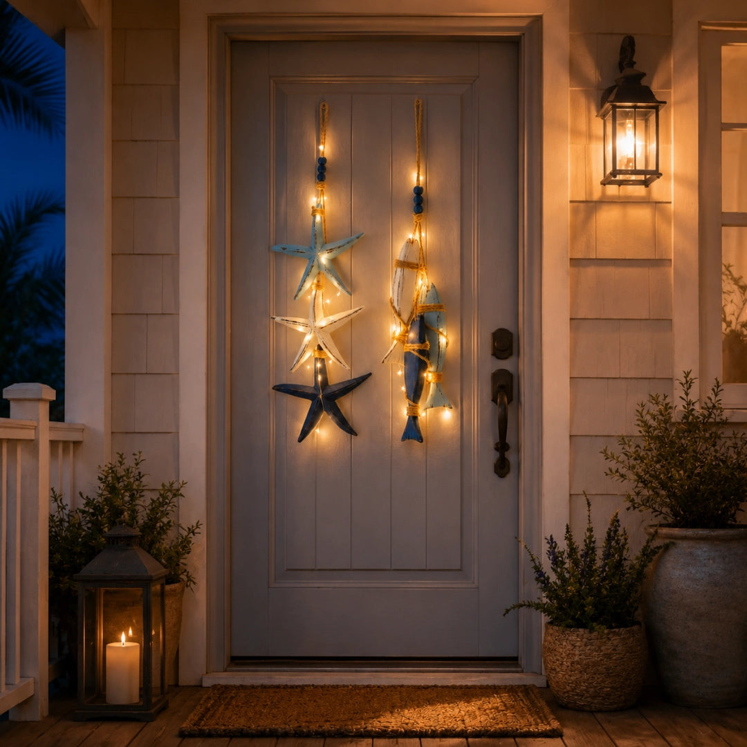 CoastalGlow™ Verlichte Houten Sterrenvis Decor