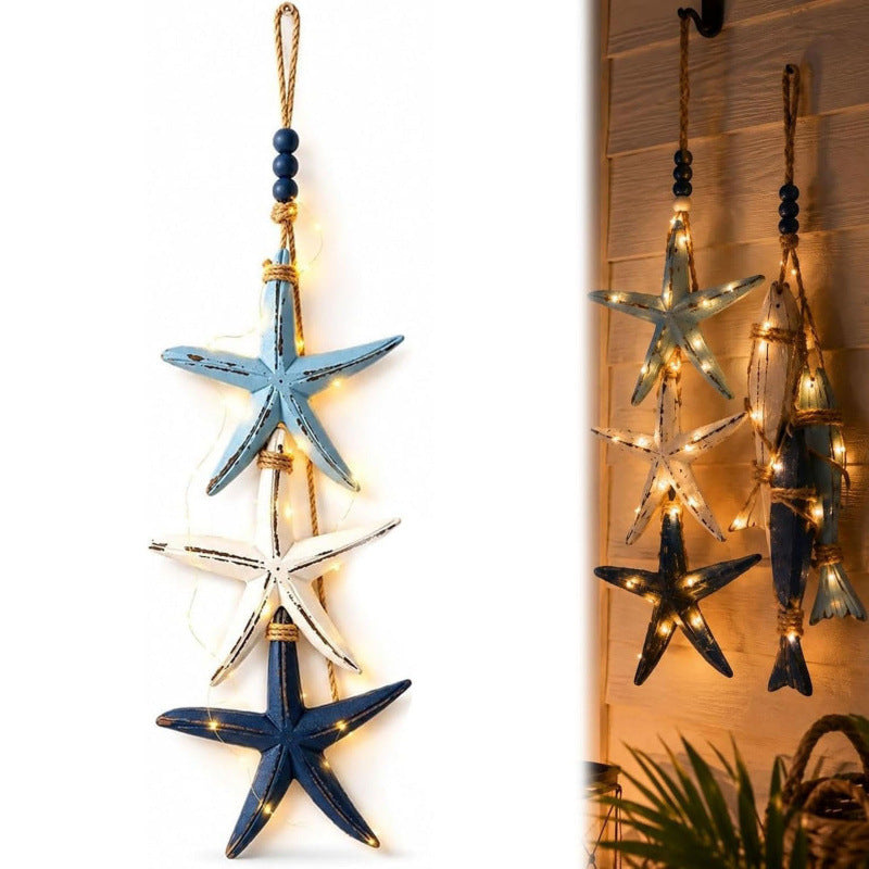 CoastalGlow™ Verlichte Houten Sterrenvis Decor