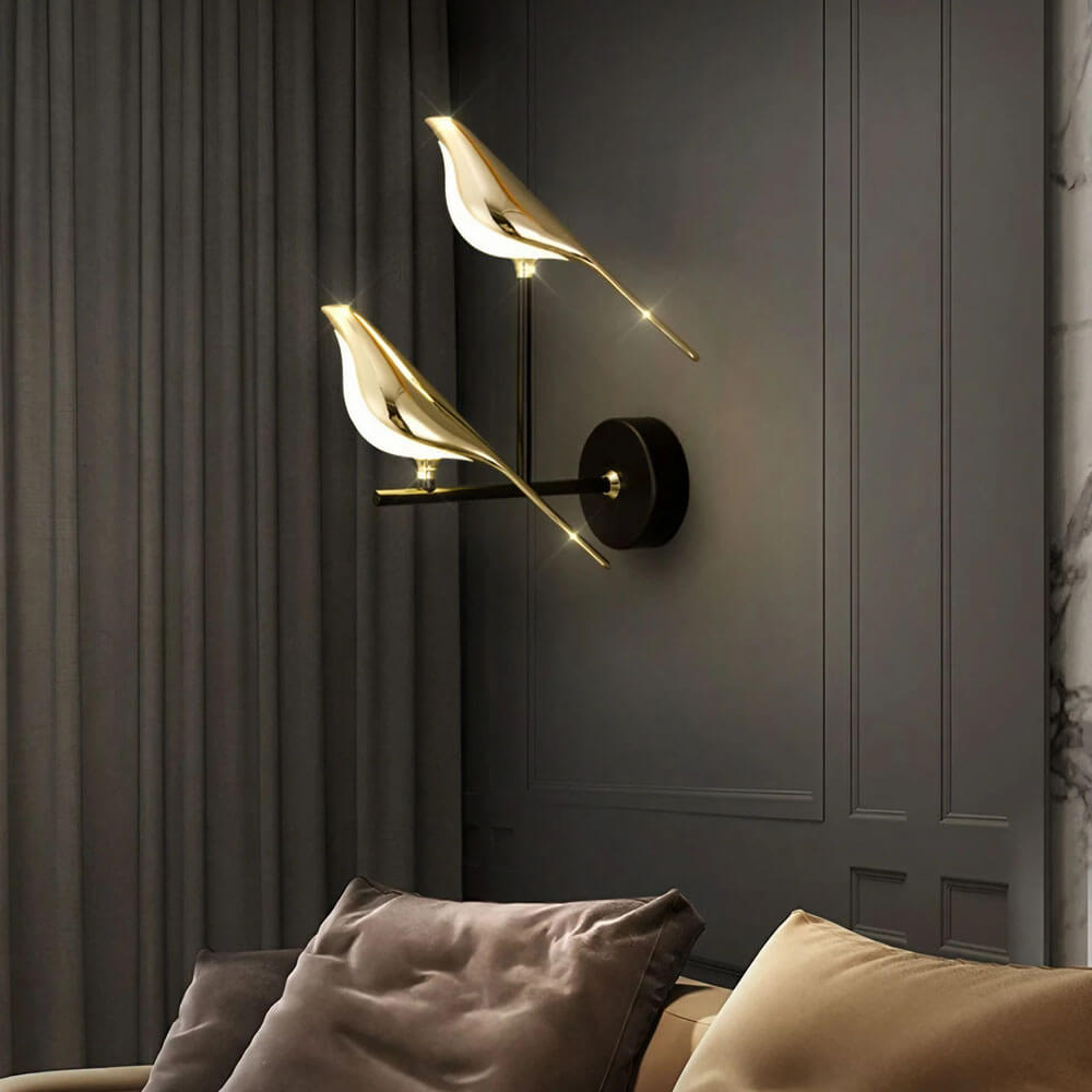 LumiBird™ Wandlamp met Gouden Vogel
