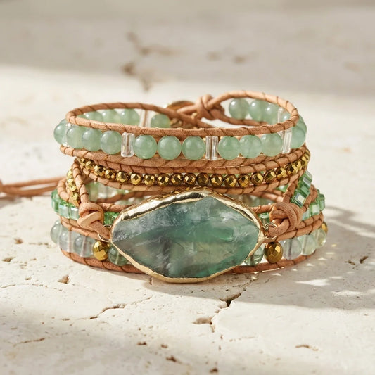 Fluistering van het Woud — Aventurijn & Fluoriet Armband