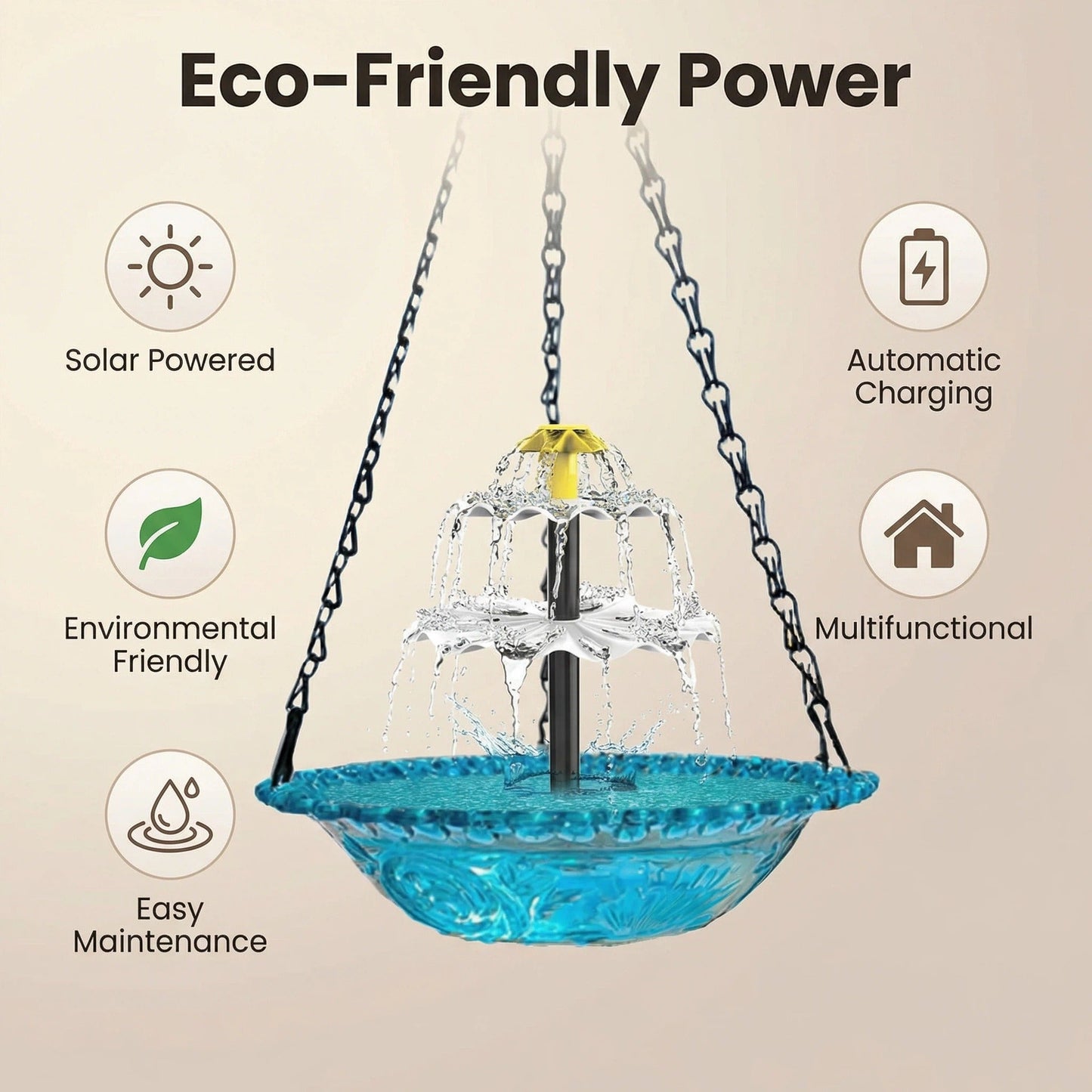 Zonne-energie Cascaderende Hangende Vogelbad Fontein