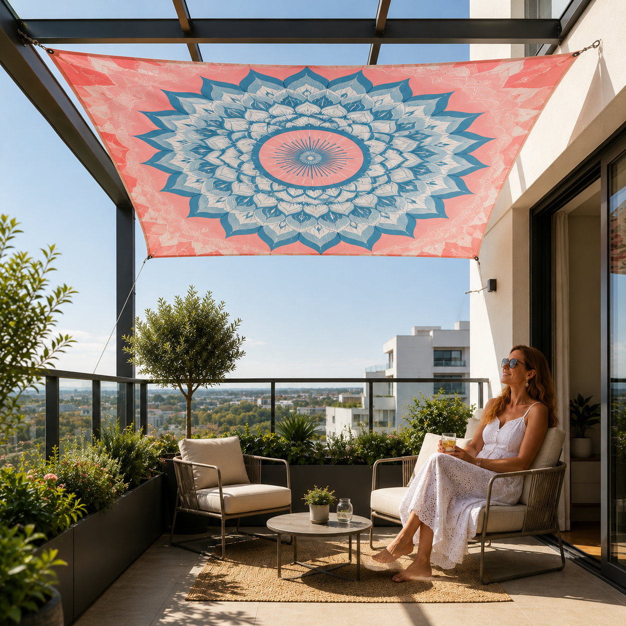 Boho Schaduwzeil 185×240 cm | UV-Bescherming + Waterafstotend