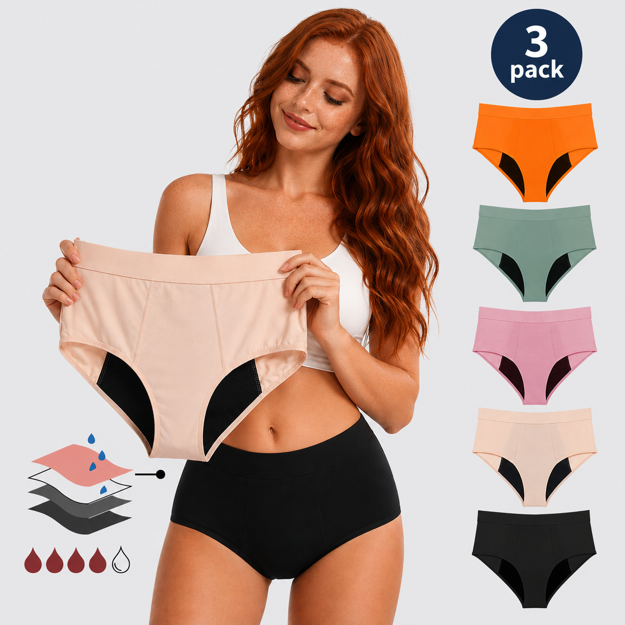 Premium 3 Pack Menstruatie Ondergoed
