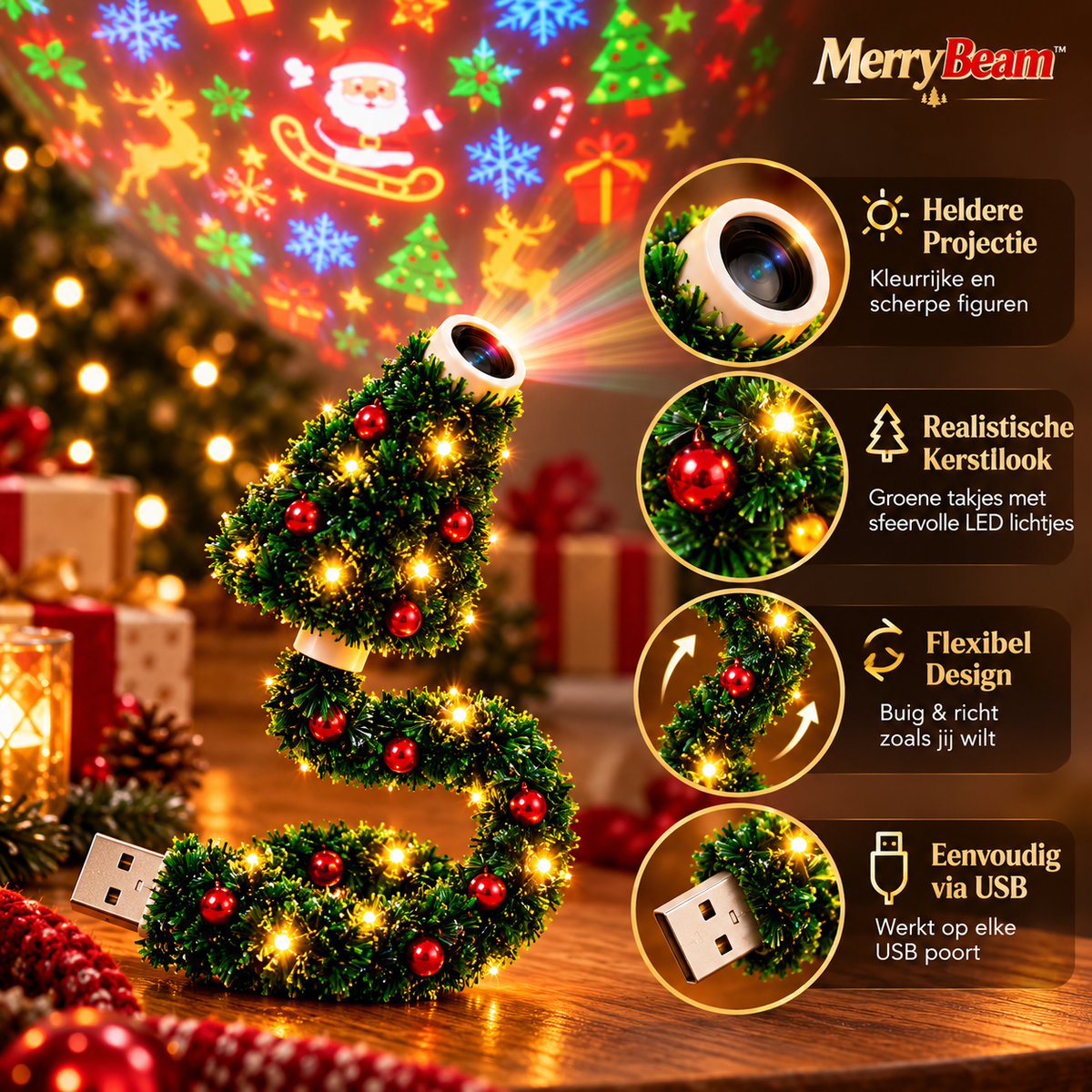 Merry Beam- USB Kerstprojector
