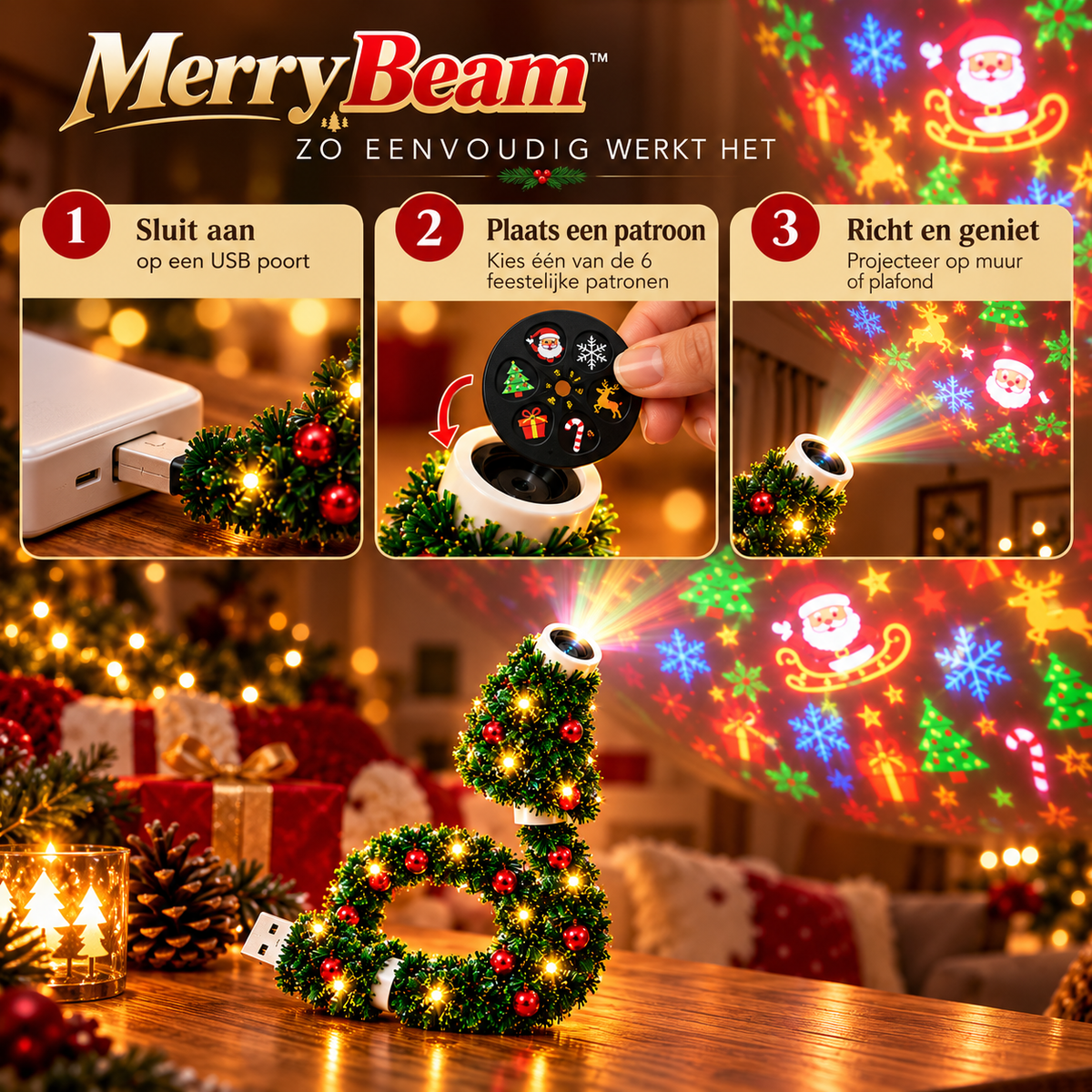 Merry Beam- USB Kerstprojector