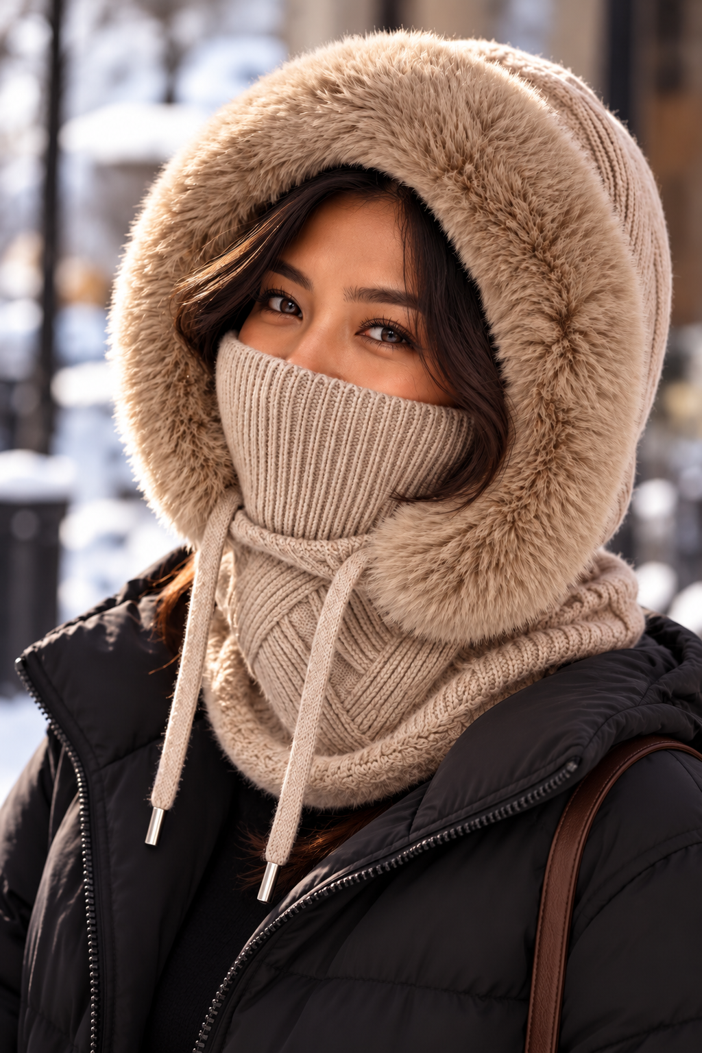 Elle- Luxe Dames Balaclava 3-in-1