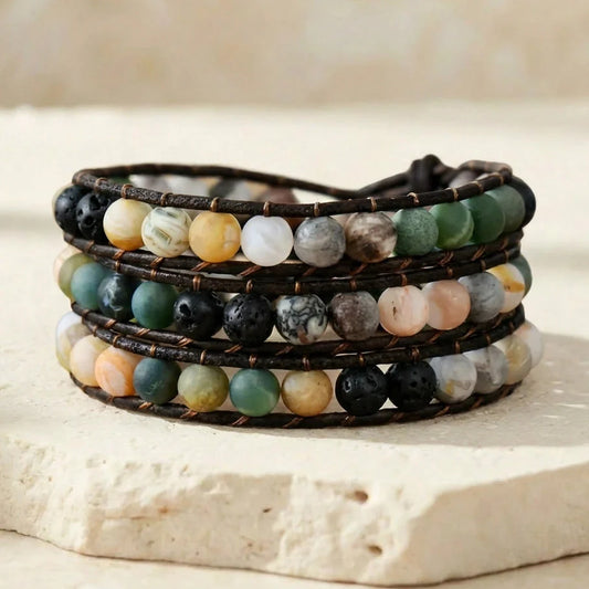 Eeuwige Kracht — Jaspis, Agaat, Tijgeroog & Onyx Wikkelarmband