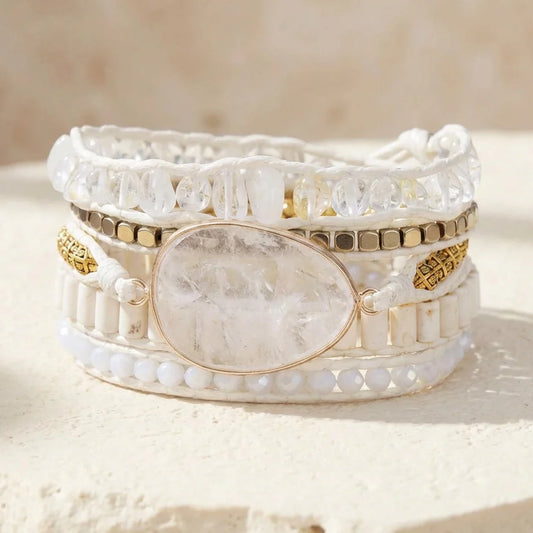 Kristalhelder — Bergkristal & Howliet Armband