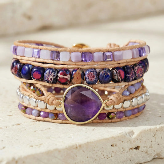 Paarse Dageraad — Amethist & Imperial Jaspis Armband