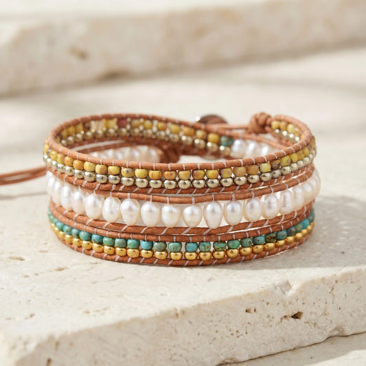 Parel & Turquoise Armband — Divine Feminine