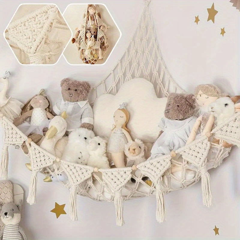 CozyNest™ Pluche Opslag Hangmat – Schattige Knuffelopberger voor een Opgeruimde Kamer