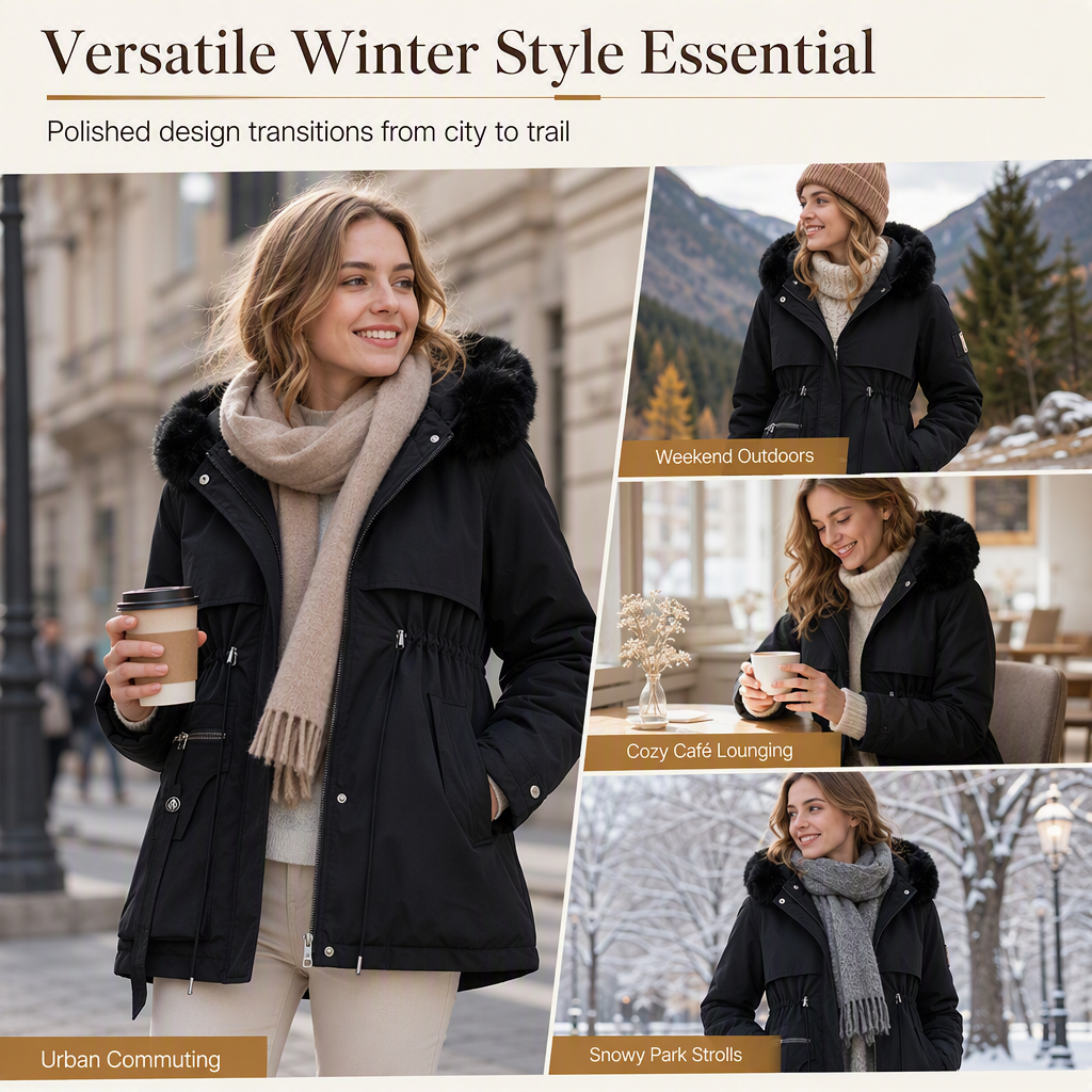 CozyShield™ Dames Winter Faux Fur Parka