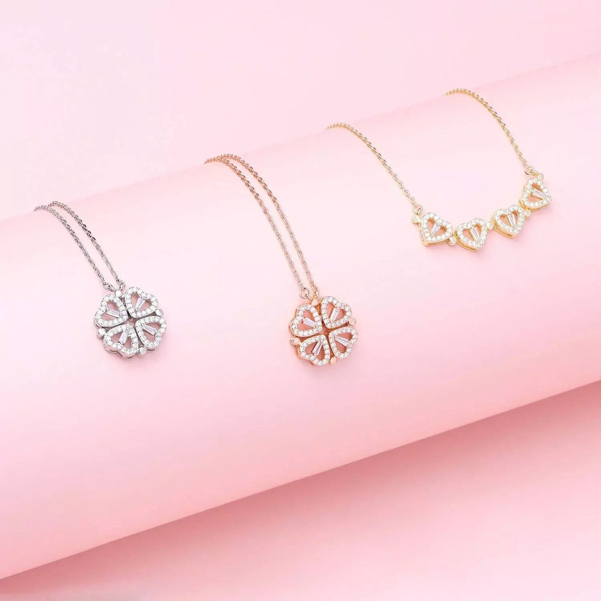 LuckyCharm-Klavertje Vier Hart Ketting